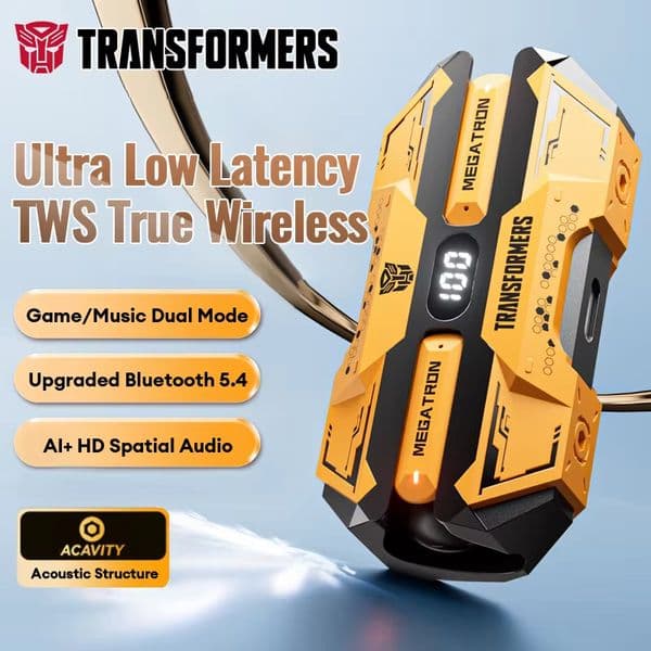 TRANSFORMERS TWS Gaming Earphones Hifi Stereo Sound Music Game Earbuds Dual Mode Low Latency HD Call Headphones TFT51