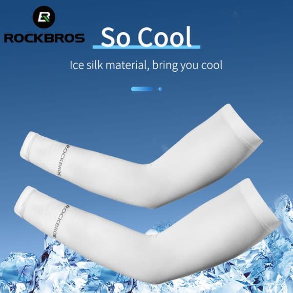 ROCKBROS Ice Silk Arm Sleeves Cycling Arm Warmers Sun Protection UV Mangas Running Sports Basketball Volleyball Cool Arm Sleeves
