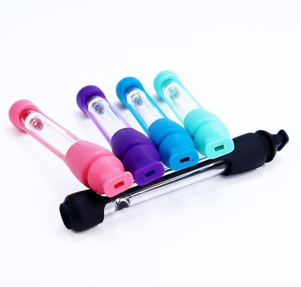 Smoking Pipes Colored silicone sleeve, high borosilicate material, non fragile glass pipe holder