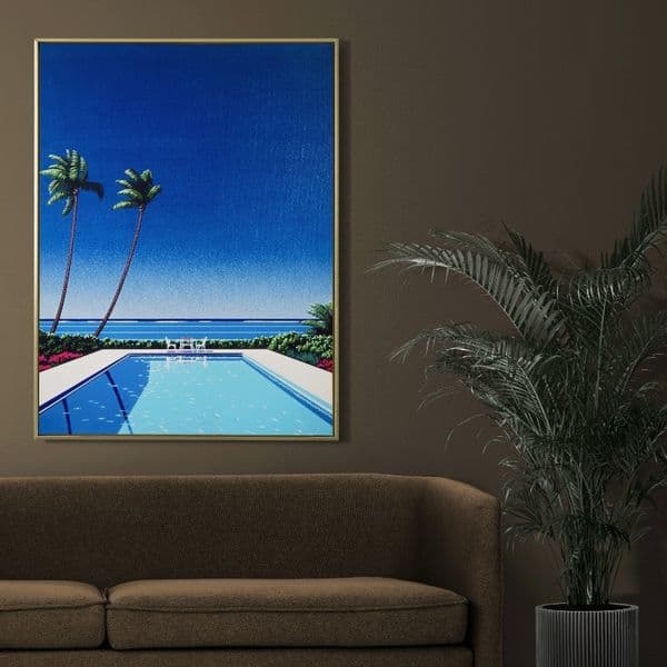 Hiroshi Nagai Japanese Artist Summer Swimming Pool Landscape Poster Modern Canvas Painting Wall Art for Living Room Home Decor