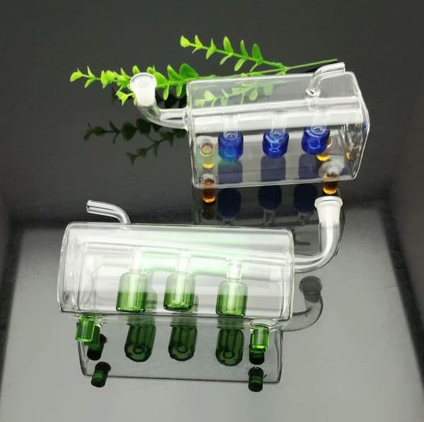 Glass Smoking Pipes Manufacture Hand-blown bongs Square tube three column glass filtered hookah kettle