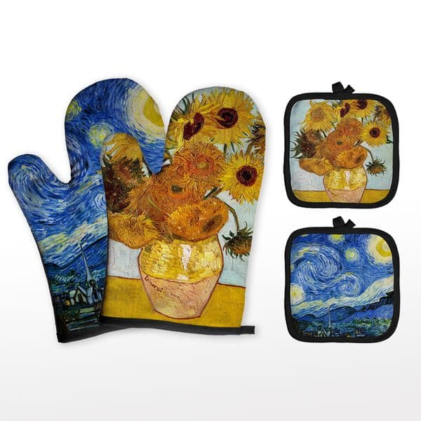 Van Gogh style Oven Mitts Kitchen Baking Cooking Accessories Anti-scalding Gloves Microwave Oven Gloves Insulation Pot Holder