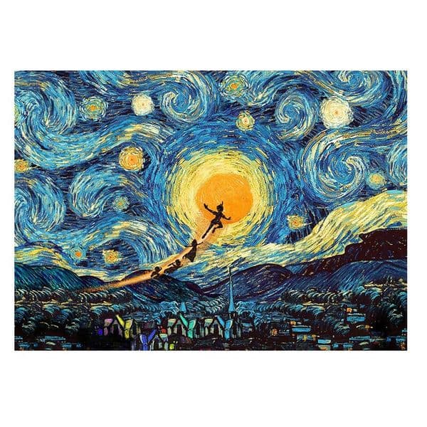 Van Gogh Starry Night Tardis Canvas Print | Abstract Cosmic Police Box Wall Art Poster for Home Decor