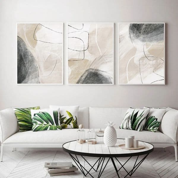 Beige Black Grey Canvas Paintings Abstract Watercolor Posters and Prints Modern Minimalist Wall Art Pictures Living Room Decor