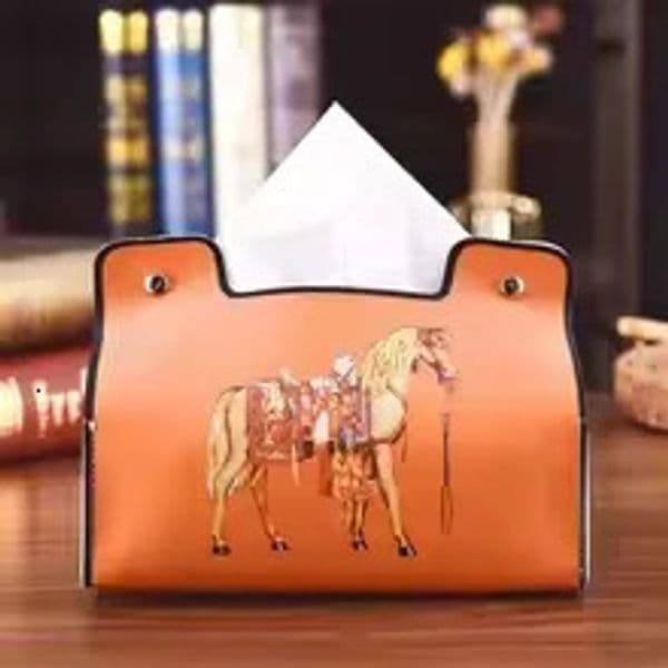 Leather tissue box, European retro style waterproof napkin holder, bathroom, car, living room, coffee table, universal storage, home furnishings