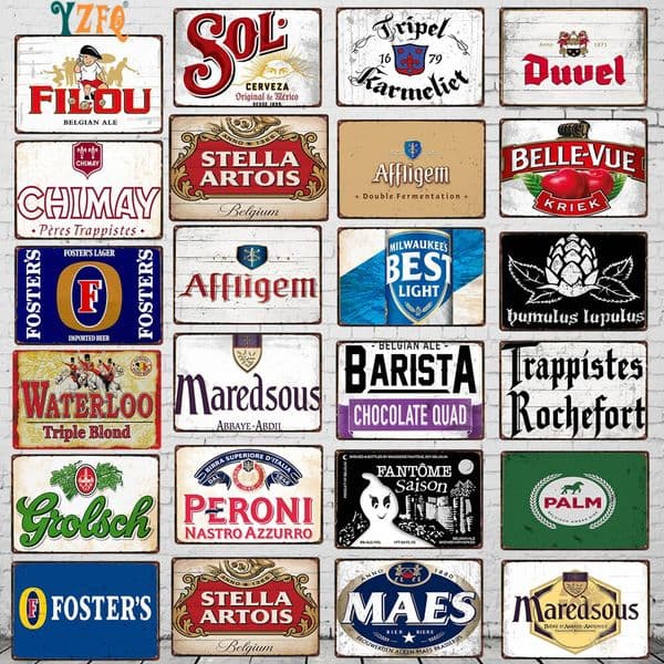 Vintage Belgian Beer Metal Tin Sign Retro Wall Decor for Bar Cafe Home Kitchen Art xCM DUA