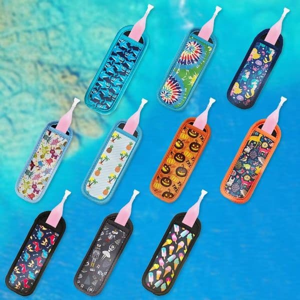 Ice Cream Stick Covers Colorful Cold insulation Home Popsicle Ice Cream Stick Covers Cooler Sleeve Icy Pole Cartoon Pattern