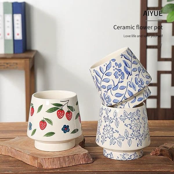 New Chinese Style Classical Flowerpot Blue and White Porcelain Planters for Butterfly Orchid
