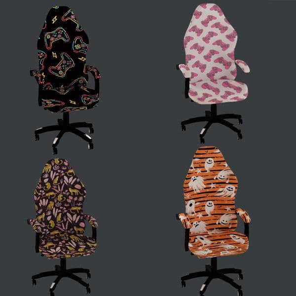 Gaming Chair Cover Printed Office Desk And Chair Cover Split Sports Chair Case Internet Cafe Elastic Seat Cover Seat Slipcover