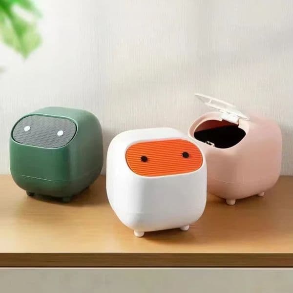 Mini Cute Waste Bin Household Double-layer Press Type Garbage Bin Office Desktop Trash Can Large Capacity Desktop Accessories