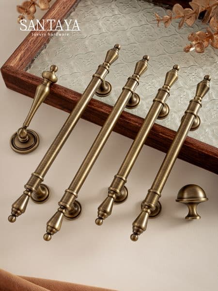 Antique Brass Handle Wardrobe Door Drawer Knob Shoe Cabinets Pull Furniture Bronze Light Luxury Copper Cabinet Handles