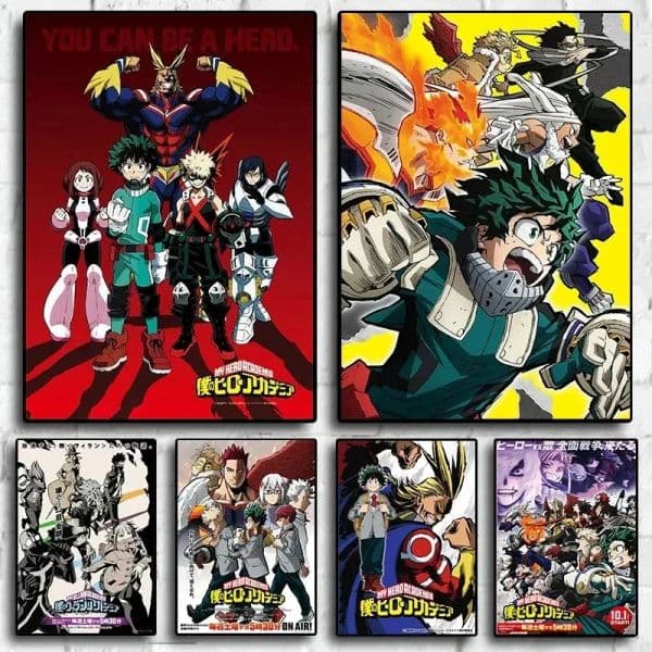 Japan Anime Figure My Hero Academia Canvas Poster Aesthetic Bakugo Manga Cover Retro Print Wall Art Mural Home Kawaii Room Decor