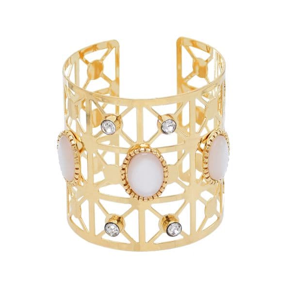 Gold Hollow Turquoise Rhinestone Bracelet Arm Cuff For Women Party Jewelry Birthday Gift Summer Dress Accessories