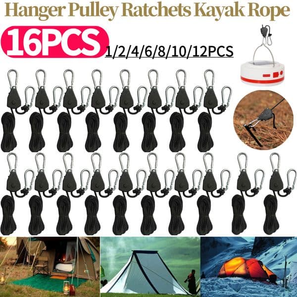 1/2/4/6/8/10/12/14/16pcs Lock Tie Down Strap 1.6M Ratchet Locking Hanger Canoe Boat Bow Stern Rope Sky Curtain Tent for Camping