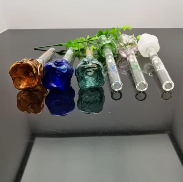 Hookahs Colored rose glass straight smoke pot Glass bongs Oil Burner Glass Water Pipe Oil Rigs