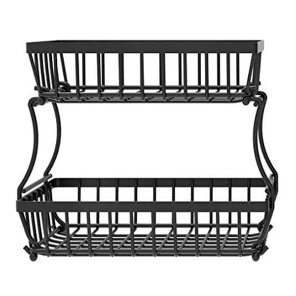 Wall-mounted Fruit Basket Metal Wire 2 Tier Countertop Fruit Basket for Kitchen Vegetable Storage Bread Bowl Stand for Potato