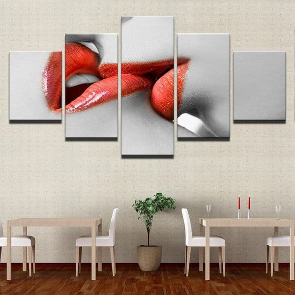 Elegant Canvas Wall Art HD Prints of Woman with Red Lipstick Living Room Decor Red Lips Kiss Posters Modern Home Decoration