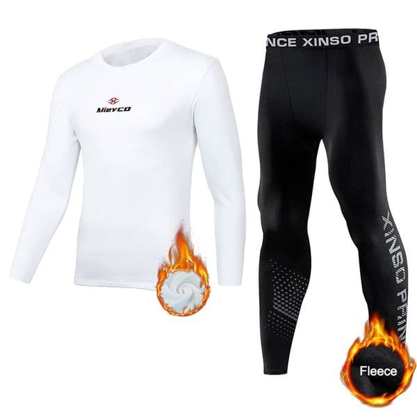 2-piece Winter Cycling Base Layer warm corset Ski warm suit Corset jacket,trousers Men's fitness pants shirt Warm Bike Underwear