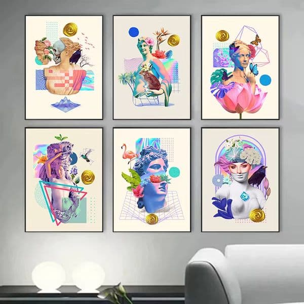 Ancient Greek Gods Sculptures Statue David Wall Art Canvas Painting Nordic Posters and Prints Wall Picture for Living Room Decor