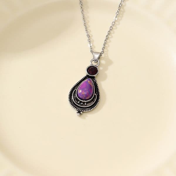 HOT Purple Turquoise Fashion Bohemian Style Earrings Necklace Set