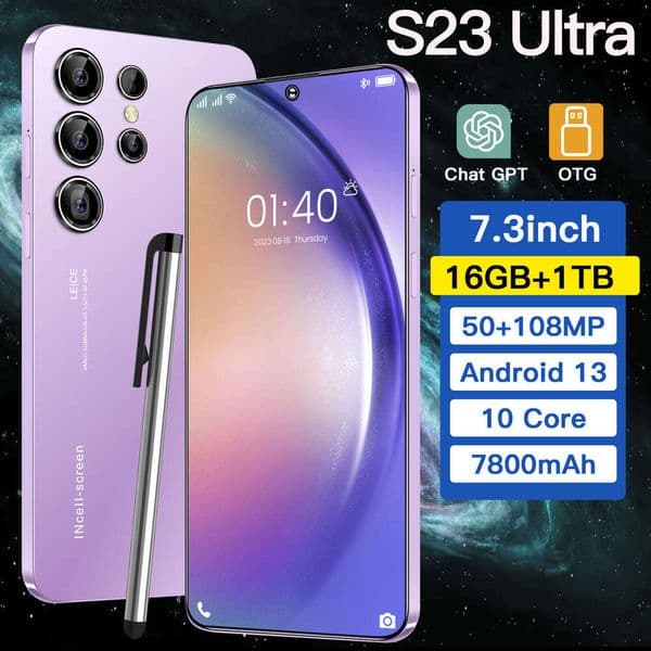 A2 I15 I16 5G Mobile Phone 7.3inch S23 Ultra High Specification 3+64 Fast Charging OTG Side Fingerprint Unlock