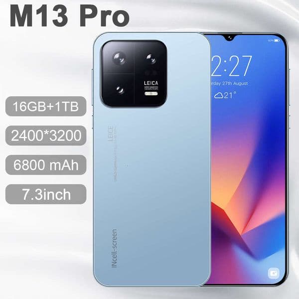 I15 I16 5G 7.3inch Water Drop Screen M13 Pro Smart 2+16 Phone Available
