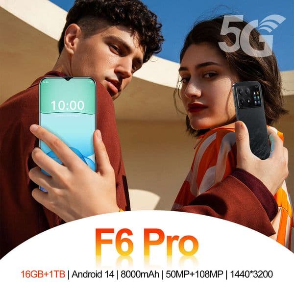 I15 I16 5G New F6 Pro 7 3inch Android 16+1T Smartphone