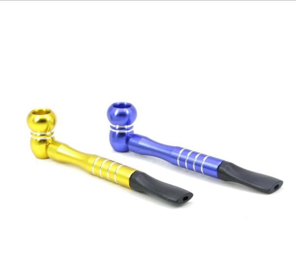 Smoking Pipes Wholesale of new cross-border 85MM aluminum alloy flat end color pipes, metal foreign trade cigarette sets