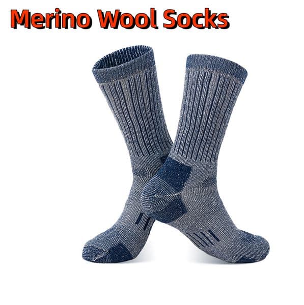 Winter Merino Wool Socks Mens Thick Thermal Hiking Crew Cushion Socks Moisture Breathable Outdoor Sports Socks Large Size 42-47
