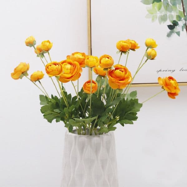 White British Noble Royal Artificial Flowers Ranunculus Asiaticus 4 Heads Rose Lotus Wedding Home Decoration Fake Flower