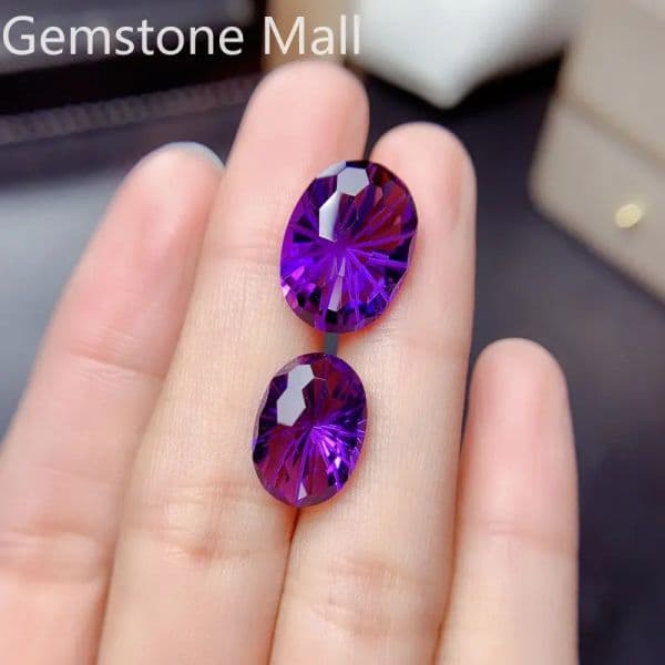 VVS Grade Lab Created Crystal Loose Gemstone 10mm*12mm To 15mm*20mm Pure Man Made Amethyst for 925 Silver Jewelry Shop