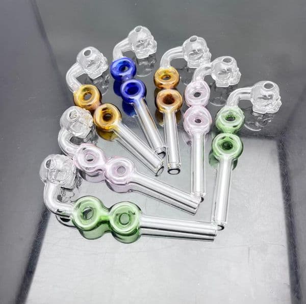 Smoke Pipes Hookah Bong Glass Rig Oil Water Bongs New Colorful Double Circle Skeleton Curved Pot Glass Long Pipe
