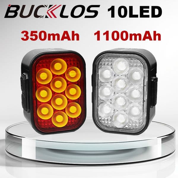 BUCKLOS Taillight Headlight Waterproof MTB Bike Front Rear Lamp USB Charging Warning Bicycle Tail Light LED Cycling Light Set
