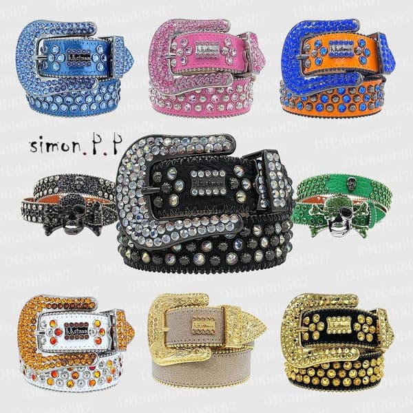 Best Classic Bb Simon belt designer Y2K belt women's hip hop crystal diamond belt men's fashion trend rhinestone belt shiny PU belt jeans belt 43 colors personality wear
