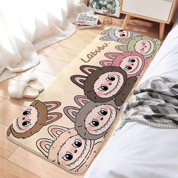 Designer Carpet Trendy Cartoon Living Room Carpet Cashmere Bedroom Non-Slip Dirt-Resistant Bedside Girl Long Strip Rug