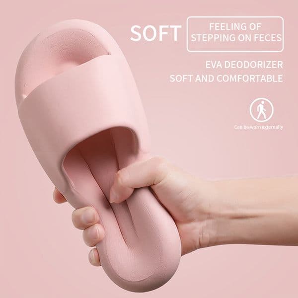 Stepping on poop feeling home slippers wholesale women's summer thick soled non slip silent bathroom slippers men's outdoor wear