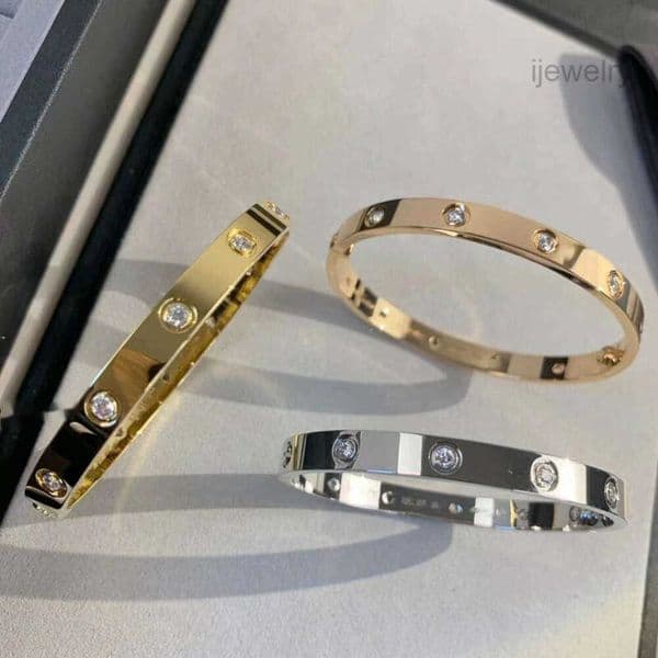Designer women luxury designer bracelet bangle v gold plated rose gold non tarnish bracelets with screwdriver 6mm wide inlaid 10 diamond size 1619 womens bangles jew