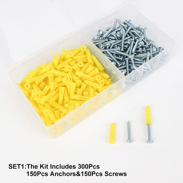 300PCS Plastic Anchor and Tapping Screw Set
