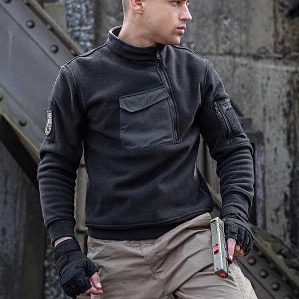 Mens Hooded Sweatshirts Casual Autumn Winter Fleece Sweatshirt Hiking Tactical Zip Thicken Solid Color Sweater 250715