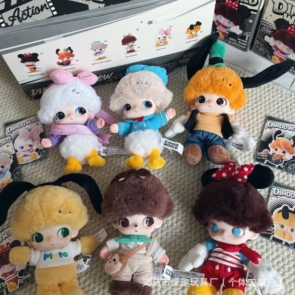 Genuine Dimoo World blind box cute vinyl plush doll key chain bag pendant ornaments children's toy mystery box gift