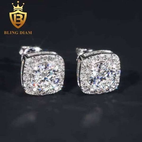 Wholesale Price 7.5mm Moissanite Stud Earrings Sterling Sier Screw Iced Out Hip Hop Earring for Women Men