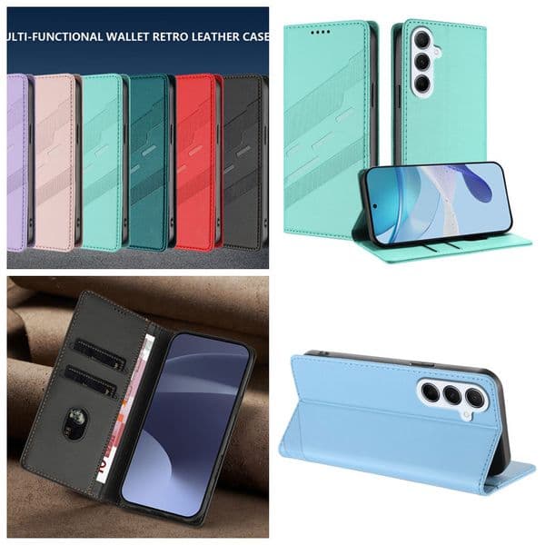 Vertical Suck PU Leather Wallet Cases For Iphone 17 Air 16E 16 Plus 15 14 Pro MAX 13 12 11 X XR XS 8 Magnetic Closure Lines ID Card Slot Holder Business Flip