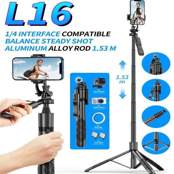 16 Wireless Selfie Stick Tripod Stand Foldable Monopod for Action Cameras Smartphones Balance Steady Shooting Live X250719