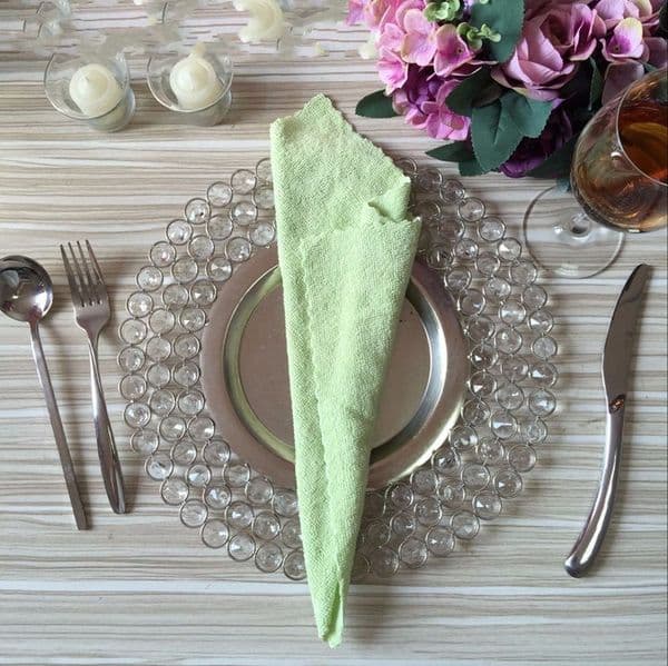 Crystal Metal Charger Plates with 3 Layers Beaded Golden Silvery Wedding Table Decoration
