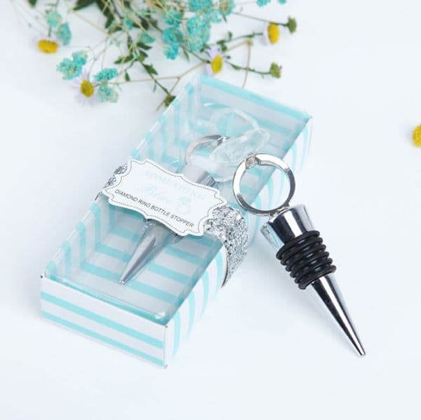 Crystal Diamond Ring Wine Bottle Stopper Party Favors Wine Stoppers with Gift Package Wedding Favors