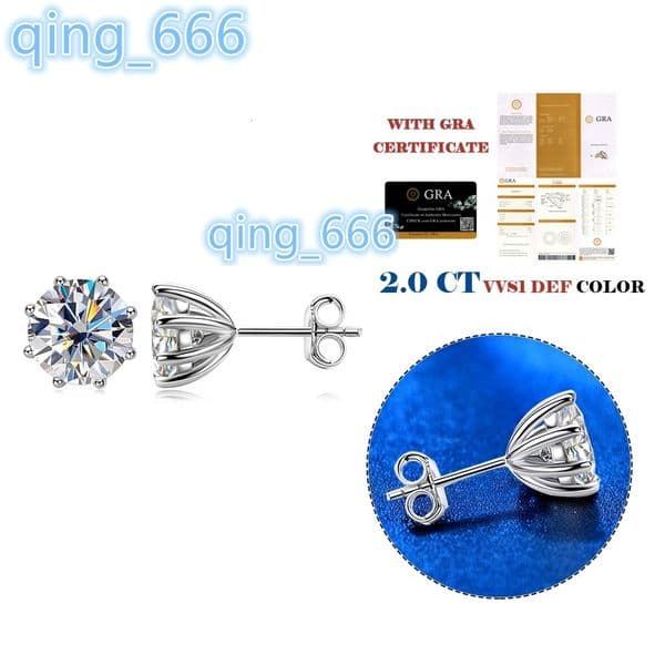 Gra Certified White Vs Moissanite Diamond Mens Earrings 925 Sterling Silver 18k Gold 0.5 Carat Womens Wedding Jewelry
