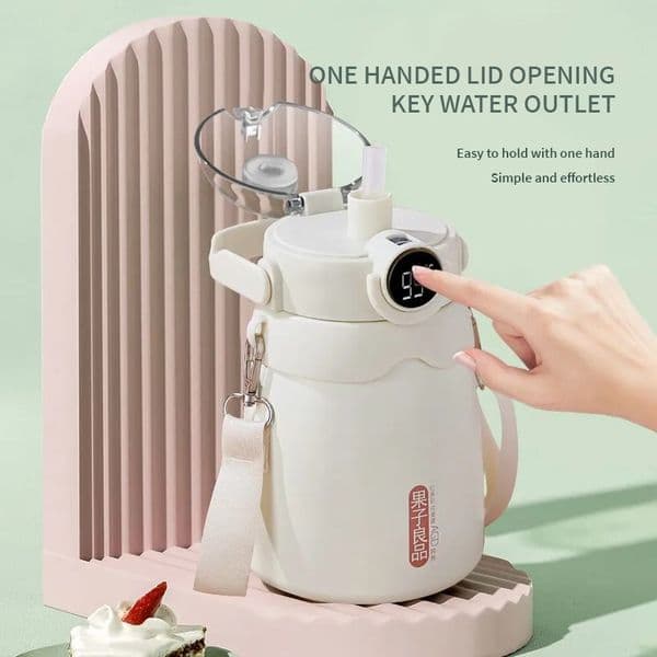 Intelligent digital display big belly cup 316 stainless steel children's kettle portable office worker student insulated cup gift logo