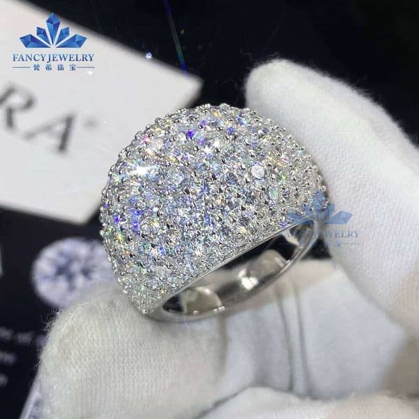 IN STOCK Hip Hop Rapper Iced Out VVS Dia Sterling Sier Custom Moissanite Ring