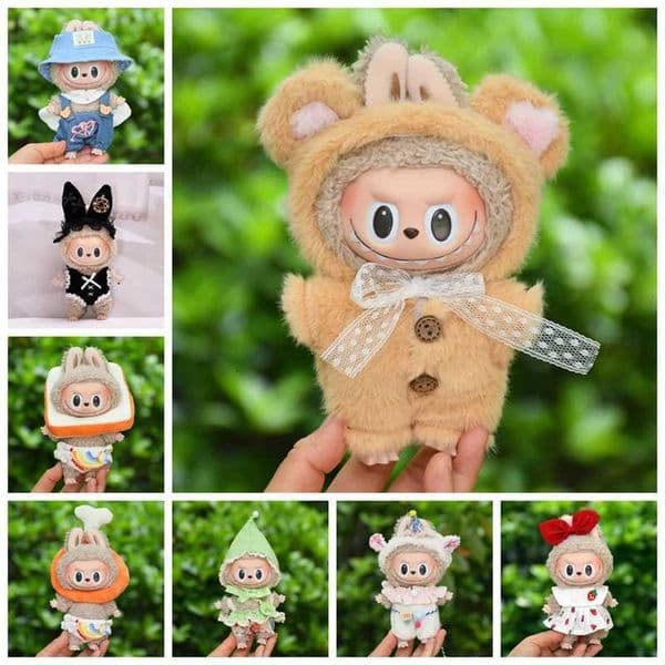 17cm Kawaii Mini Plush DollS Clothes Outfit Accessories For Korea Kpop Exo Labubu Idol Dolls Skirt Hood Clothing DIY Kids Gift X250723