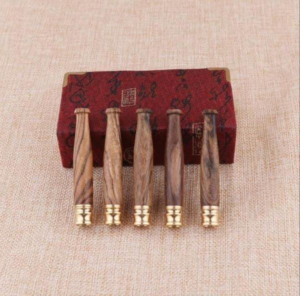 Smoking Pipes Copper head pull rod single filter natural solid wood pipe mouth Citina small grinding